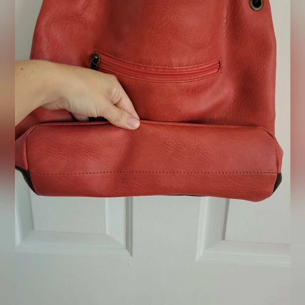 Wrangler Montana West Women's Vegan Leather Red Orange Two-Tone Hobo Purse Tote